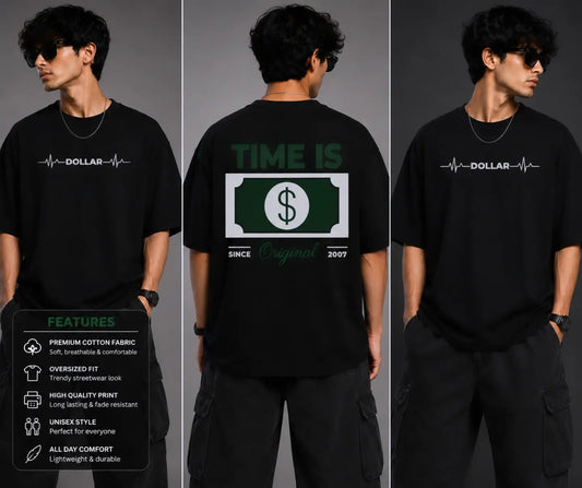 Dollar Time Oversized T-Shirt – Premium Streetwear | 100% Cotton
