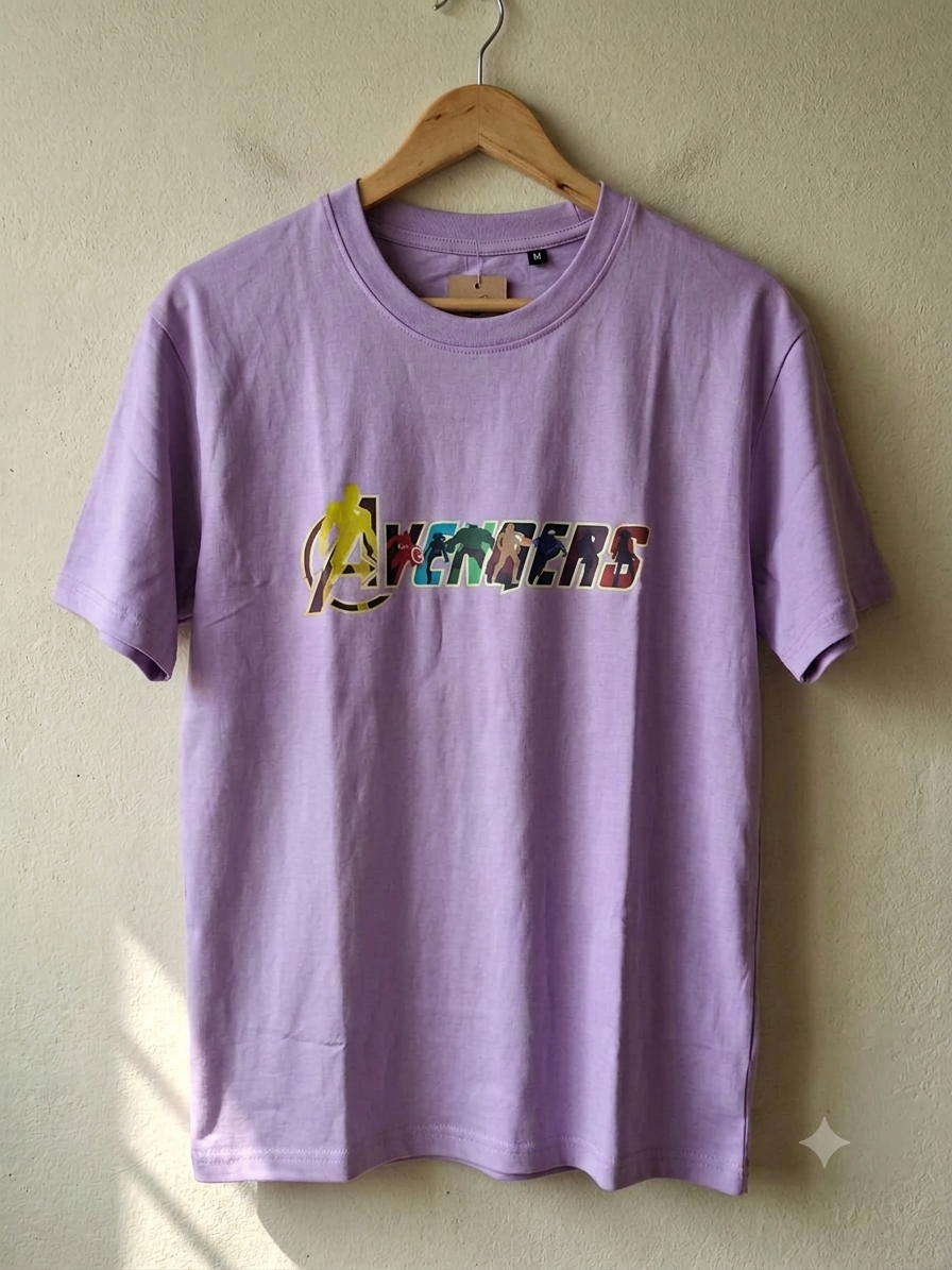 WearNova Oversized Avengers Graphic T-Shirt for Men | 240 GSM Premium Cotton | Lavender