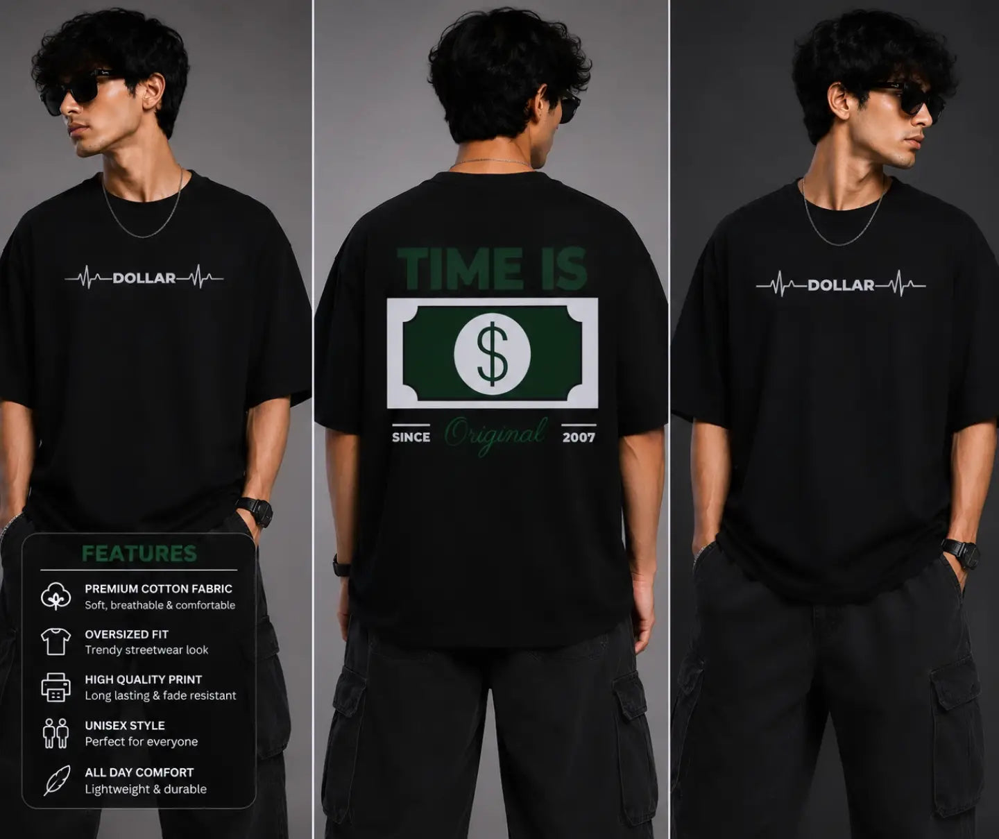 Dollar Time Oversized T-Shirt – Premium Streetwear | 100% Cotton
